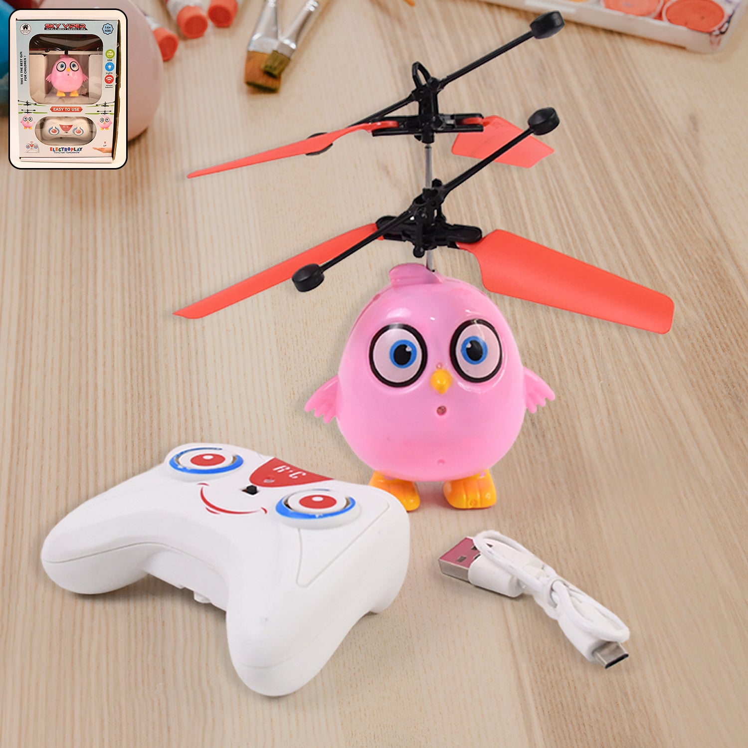 Flying Bird Rc Toy With Led Amp Remote Control  Pink Owl Design (1 Set)