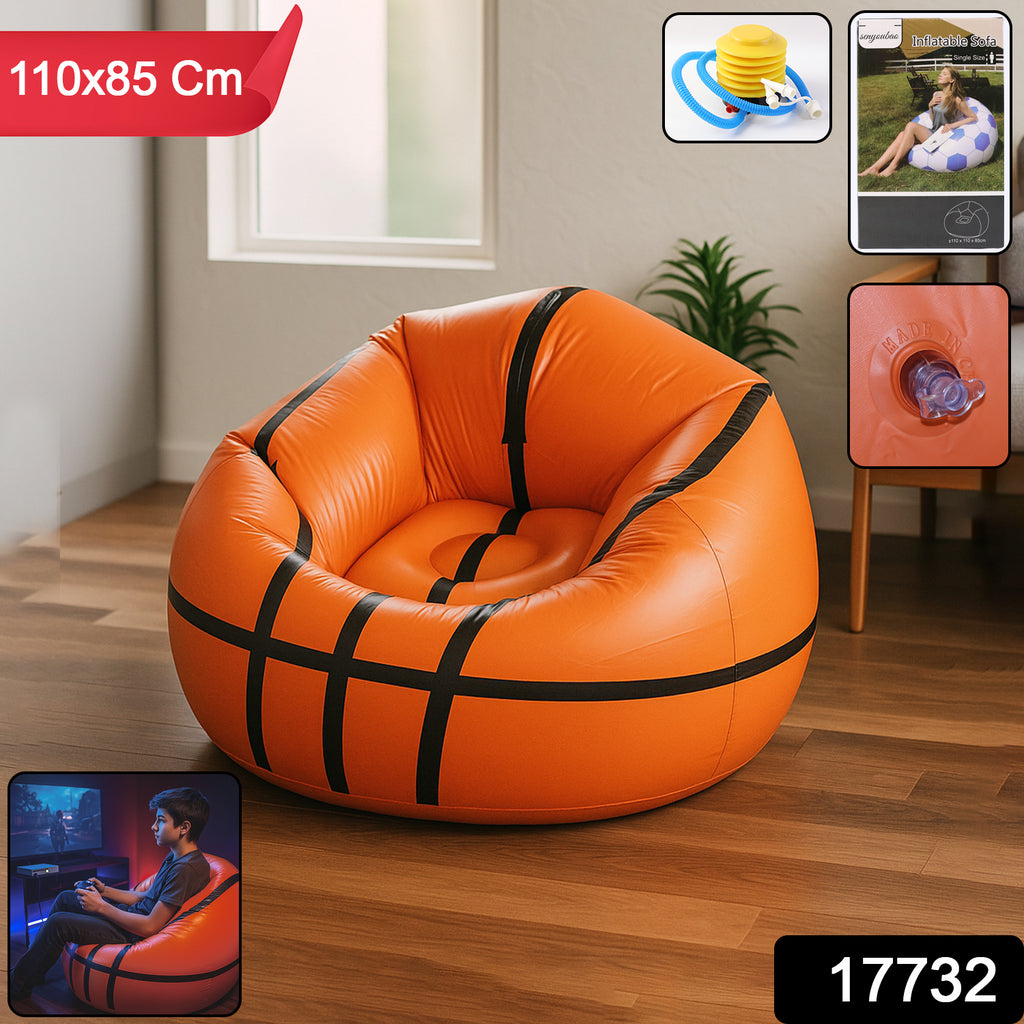 17732 Football Sofa Cartoon Style Inflatable Folding Chair Soccer Ball Chair Inflatable Sofa For Adults Kids Size 110cm X 85cm